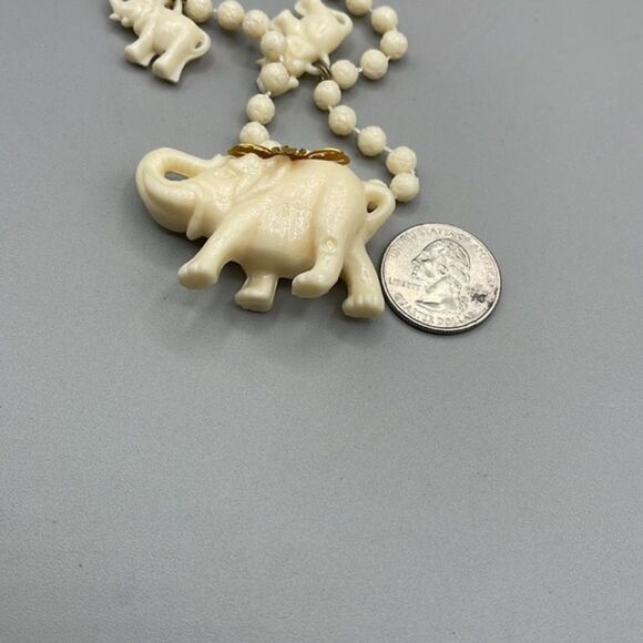 Vintage Celluloid large lucky Elephant statement necklace . - Picture 7 of 11